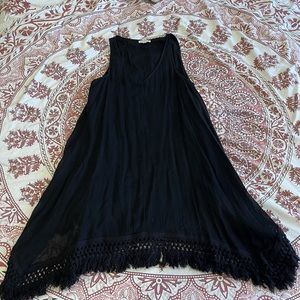 Violets Blue: Black Dress with Fringe Trim